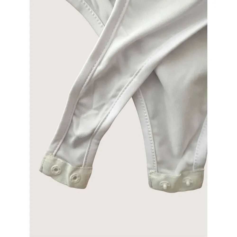 Daisy White Short Sleeve Bodysuit M NWT Two Snap Closure DB3417 Solid - Picture 2 of 5